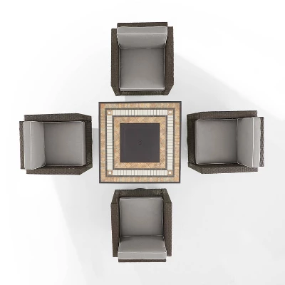 Palm Harbor 5pc Outdoor Wicker Conversation Set With Fire Table - Gray - Crosley - Image 8