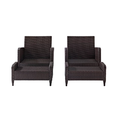 Kiawah 4pc Outdoor Wicker Conversation Set With 2 Arm Chairs & 2 Ottomans Blue - Crosley - Image 8