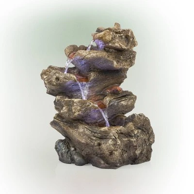 22" Rainforest Five Tier Fountain With LED Lights Gray - Alpine Corporation - Image 2