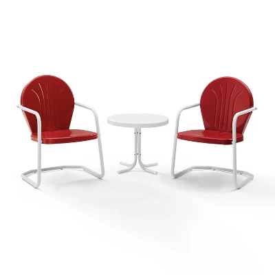 Griffith 3pc Metal Conversation Seating Set - Red - Crosley - Image 2
