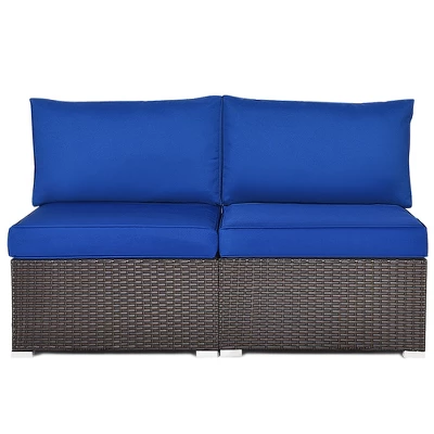Costway 2PCS Patio Rattan Armless Sofa Sectional Furniture - Image 7
