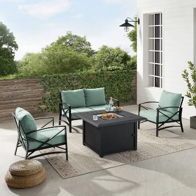 Kaplan 4pc Outdoor Conversation Set With Dante Fire Table - Mist - Crosley - Image 4