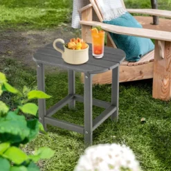 Tangkula 2PCS 18" Patio Adirondack Side Table Coffee Table Weather Resistant HDPE Garden Yard