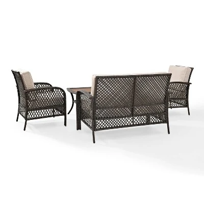 Tribeca 4pc Outdoor Wicker Conversation Set - Sand/Brown - Crosley - Image 6