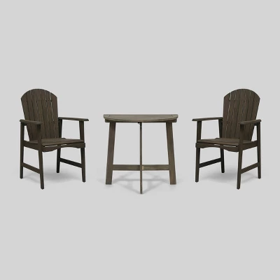 3pc Oso Acacia Wood Half-Round Patio Bistro Set Gray - Christopher Knight Home