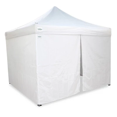 Caravan Canopy V-Series 10 X 10' 2 Straight Leg Sidewall Kit And M-Series Pro 2 10 X 10 Foot Shade Tent With Roller Bag For Recreational Use