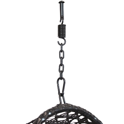 Sunnydaze Decor Sunnydaze Outdoor Resin Wicker Patio Lauren Hanging Basket Egg Chair Swing With Cushions And Headrest - Beige - 2pc - Image 2