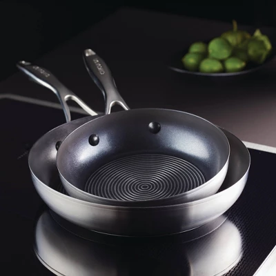 Circulon Next Generation Stainless Steel Twin Pack: 8" & 10.5" Open Frying Pans - Image 2