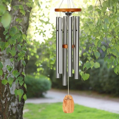 Woodstock Wind Chimes Signature Collection, Woodstock Memorial Chime, 24'' Silver Wind Chime AGMU