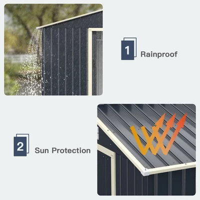 Costway Outdoor Tool Storage Shed Large Utility Storage House W/ Sliding Door - Image 5