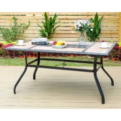 Patio Set With Steel Table With 1.57" Umbrella Hole & Padded Sling Arm Chairs - Captiva Designs
