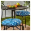 Set Of Two 15" Sapphire Stripe Outdoor Bistro Chair Cushions - Kensington Garden
