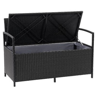 Parksville Patio Storage Bench - Black - CorLiving - Image 3