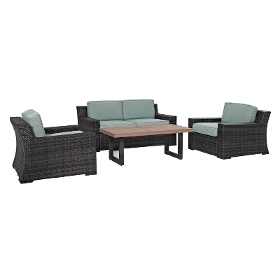 Beaufort 4pc Outdoor Wicker Seating Set - Mist - Crosley - Image 2