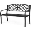 Costway Patio Garden Bench Park Yard Outdoor Furniture Steel Slats Porch Chair Seat