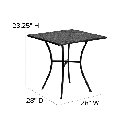 Emma And Oliver Commercial Grade 28" Square Colorful Metal Garden Patio Table - Image 3