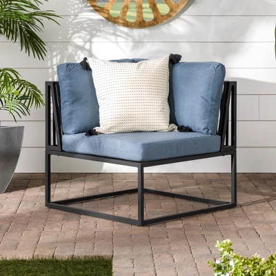 Outdoor Modern Modular Patio Corner Chair Blue - Saracina Home - Image 2