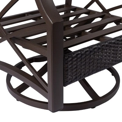 Kinger Home Novi 5-Piece Rattan Wicker Propane Fire Pit Set With An Aluminum Frame - Image 8