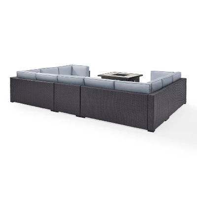 Biscayne 6pc Outdoor Wicker Sectional Set With Fire Table - Mist - Crosley - Image 6