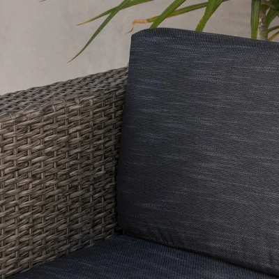 Puerta Wicker Loveseat Gray/Black - Christopher Knight Home - Image 2