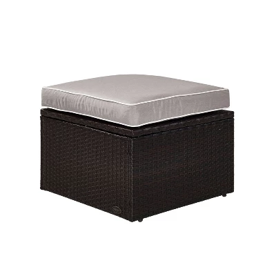 Palm Harbor Outdoor Wicker Ottoman - Gray - Crosley - Image 5