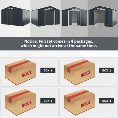 Costway Outdoor Tool Storage Shed Large Utility Storage House W/ Sliding Door - Image 8