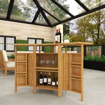 Patio Bar Table Teak - Olivia & May - Image 8