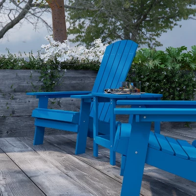 Merrick Lane Set Of Two Folding Adirondack Patio Chairs With Matching Outdoor Side Table - Image 9