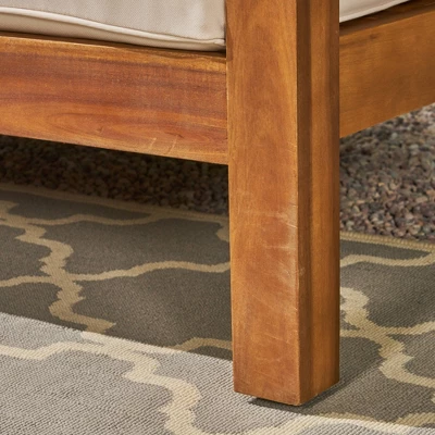 Oana 5pc Acacia Wood V-Shaped Sectional Sofa Set Teak/Beige - Christopher Knight Home - Image 2