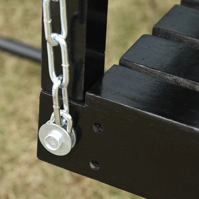 Outsunny 2-Seater Hanging Porch Swing Outdoor Patio Swing Chair Seat With Slatted Build And Chains, 440lbs Weight Capacity - Image 6