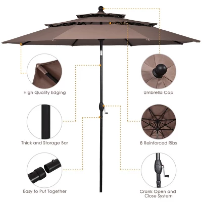 Tangkula Outdoor Auto-tilt Patio Market Umbrella W/ Double Vented - Image 9