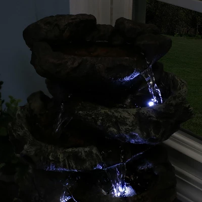 Sunnydaze Decor Sunnydaze Indoor Decorative Calming 5-Step Rock Falls Waterfall Tabletop Water Fountain With LED Lights - 14" - Image 8