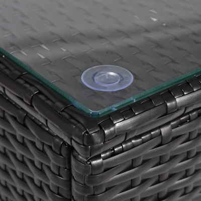 5pc Wicker Patio Sectional Seating Set With Cushions - Espresso/Blue - GODEER - Image 7