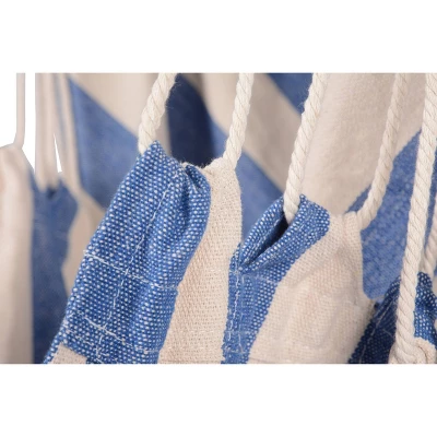 Boho Breeze Swinging Bungalow Hammock Chair - Hampton Blue Stripe - Blue Wave - Image 4