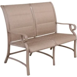 Aluminum Bench Chair With Streamlined Armrests For 2 Persons - Natural - WELLFOR