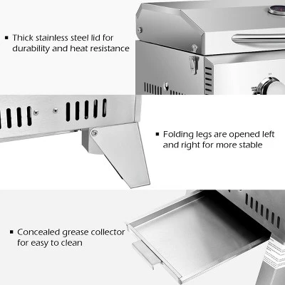 Costway 2 Burner Portable BBQ Table Top Propane Gas Grill Stainless Steel - Image 9