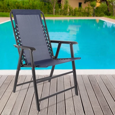 Pure Garden Folding Lounge Chairs β Portable Camping Or Lawn Chairs, Navy, Set Of 2 - Image 4