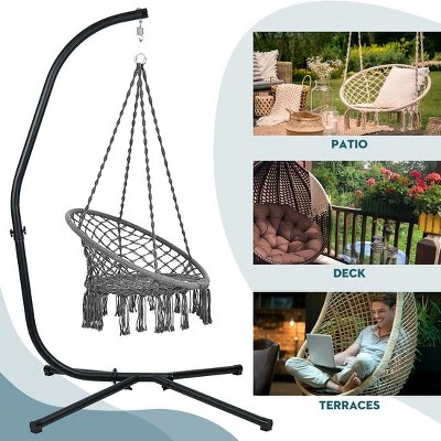 Hammock Steel C Stand -Stand For Hanging Hammock Chairs - 300 Pound Capacity, Black - Image 5