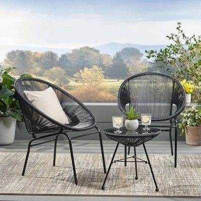 Nusa 3pc Faux Rattan Chat Set - Christopher Knight Home - Image 5