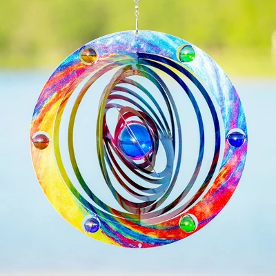 VP Home Kinetic 3D Metal Outdoor Garden Decor Wind Spinner, Multicolored