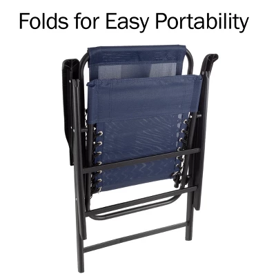 Pure Garden Folding Lounge Chairs β Portable Camping Or Lawn Chairs, Navy, Set Of 2 - Image 3