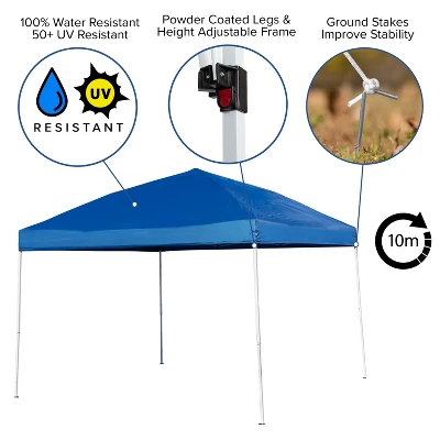 Flash Furniture 10'x10' Pop Up Event Canopy Tent With Carry Bag And Folding Bench Set - Portable Tailgate, Camping, Event Set - Image 5