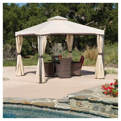 Skyline 10' X 10' Steel Patio Gazebo -Beige - Christopher Knight Home - Image 2