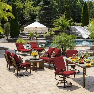 2pk Square Clarissa Tropical Outdoor Throw Pillows Ruby - Arden Selections - Image 3