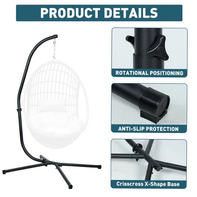 Hammock Steel C Stand -Stand For Hanging Hammock Chairs - 300 Pound Capacity, Black - Image 4