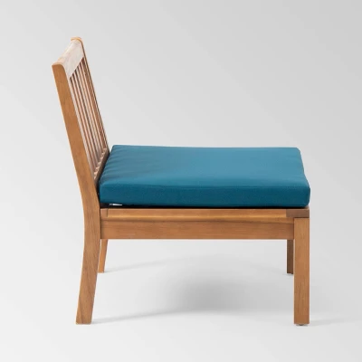 Yadira 3pc Acacia Wood Chat Set - Teak/Dark Teal - Christopher Knight Home - Image 3