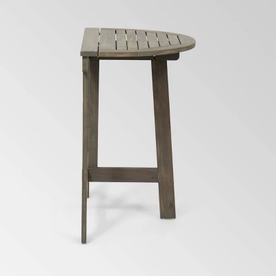 Westmount 3pc Half-Round Folding Acacia Wood Bistro Set - Gray - Christopher Knight Home - Image 4