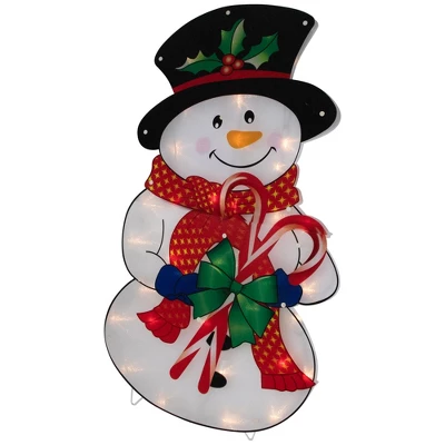 Northlight 30.5" Lighted Snowman With Candy Canes Christmas Outdoor Decoration - Image 3
