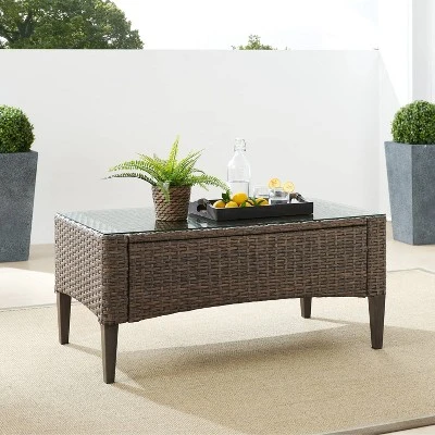 Rockport Outdoor Wicker Coffee Table - Crosley - Image 6