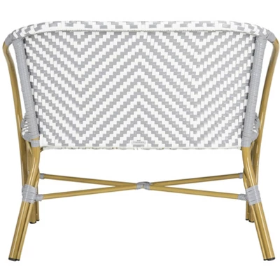 Dandra Herringbone Rattan Settee - Grey/White - Safavieh - Image 4